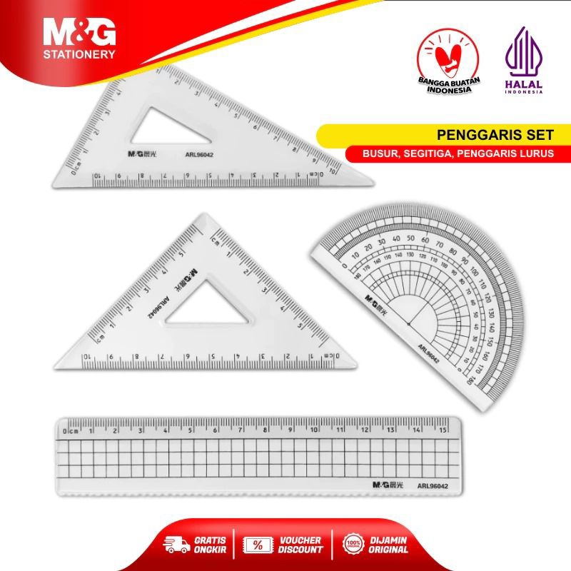 Jual M&G Penggaris Plastik Transparat Set 4pcs Cocok Untuk Sekolah ...
