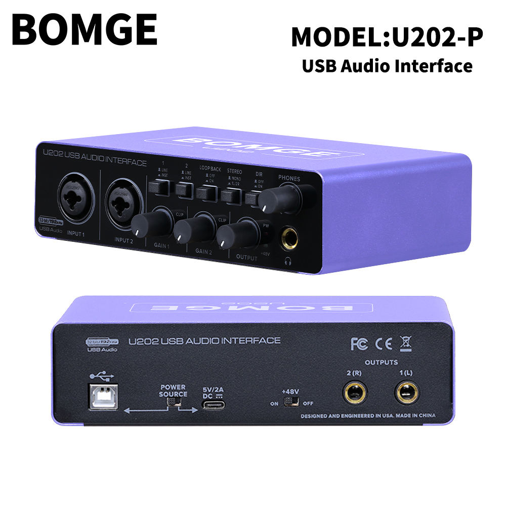 Jual BOMGE U202P USB Audio Interface with Mic Preamplifier XLR/TSR/TS ...