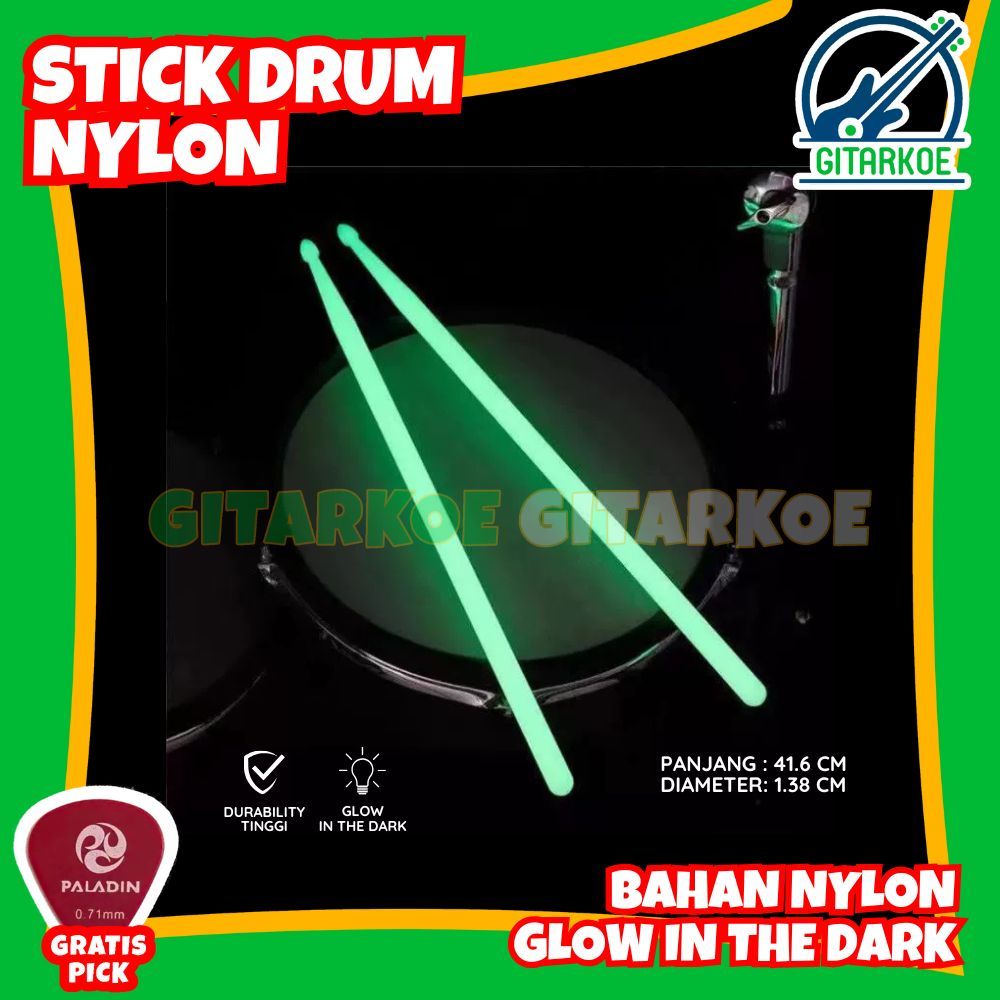 Jual Stick Drum Nylon Glow in The Dark Tahan Lama Bahan Nilon | Shopee ...