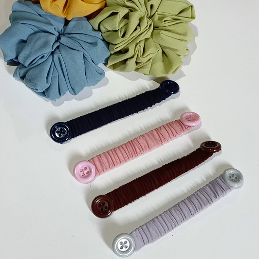 Jual PROMO Strap Tali Masker Hijab Kain Kancing Polos - Konektor Masker ...