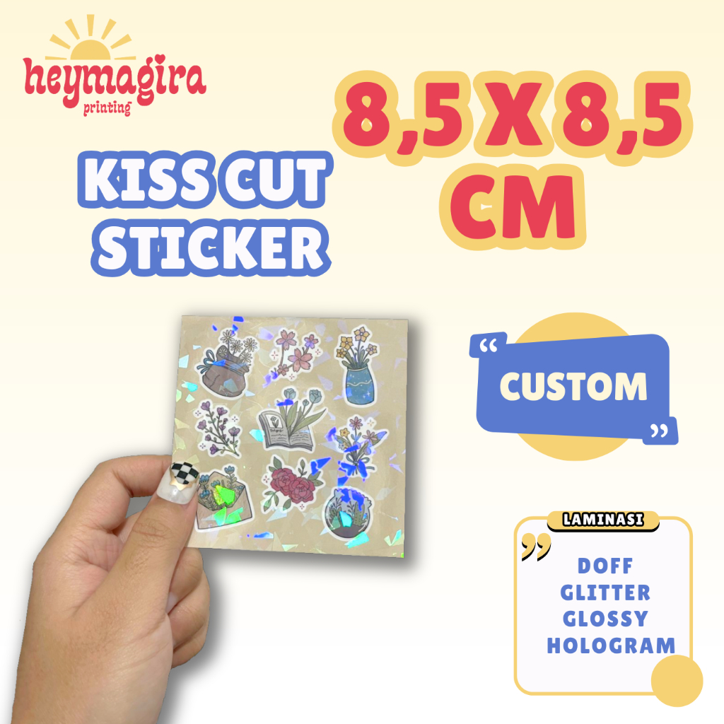 Jual Custom Print + Kiss Cut Sticker 8,5x8,5 cm | Stiker Sheet Vinyl ...