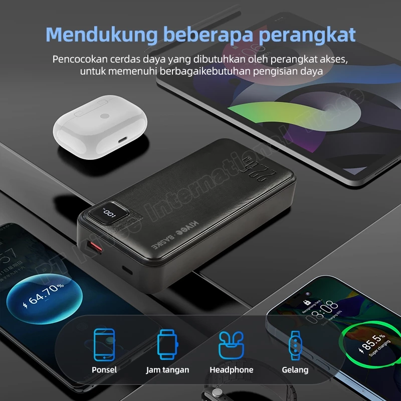 KIVEE PowerBank iphone 20000 mAh fast charging PD 22.5W With Kabel Data Type C Actual Capacity Asli