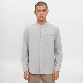 M231 Kemeja Pria Koko Shanghai Polos Oxford Panjang Abu 1552G