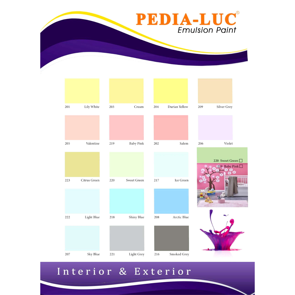 Jual Cat Tembok Pedia-Luc Emulsion Paint Interior Warna Standar 18KG ...