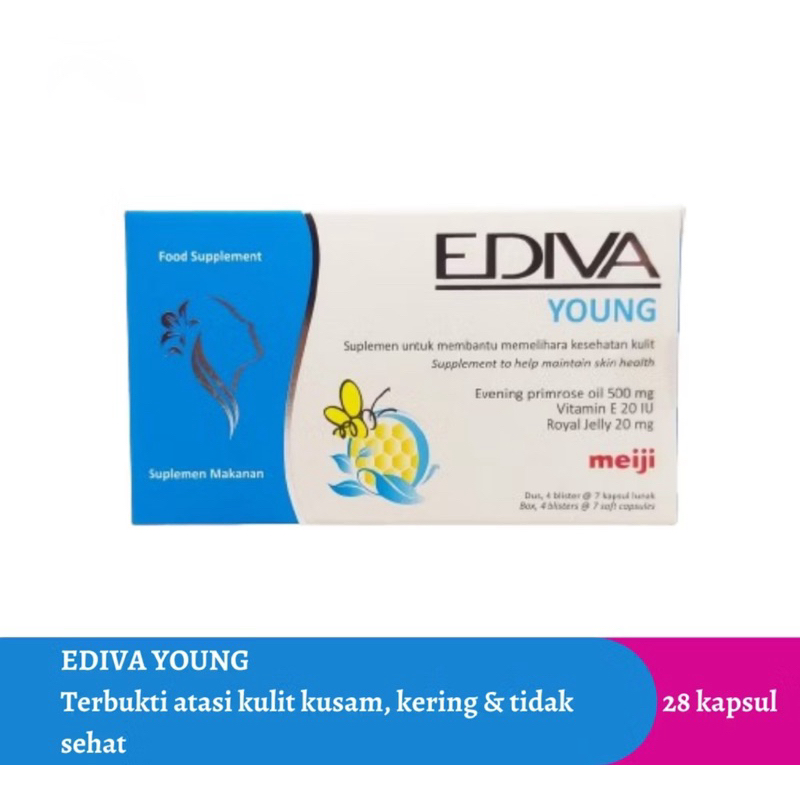 Jual EDIVA YOUNG ( 1 BOX = 4 BLISTER = 28 KAPSUL ) - Mengatasi Kulit ...