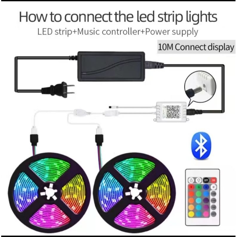 Jual PAKET LAMPU LED RGB STRIP 5050 3528 2835 RGB5M 10M IP44 IP33 RGB ...
