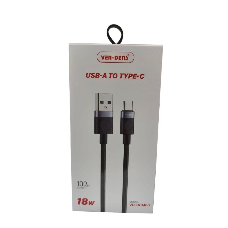 Jual VEN-DENS VD-DCM03 KABEL DATA USB-A TO TYPE-C 100CM 18W | Shopee ...