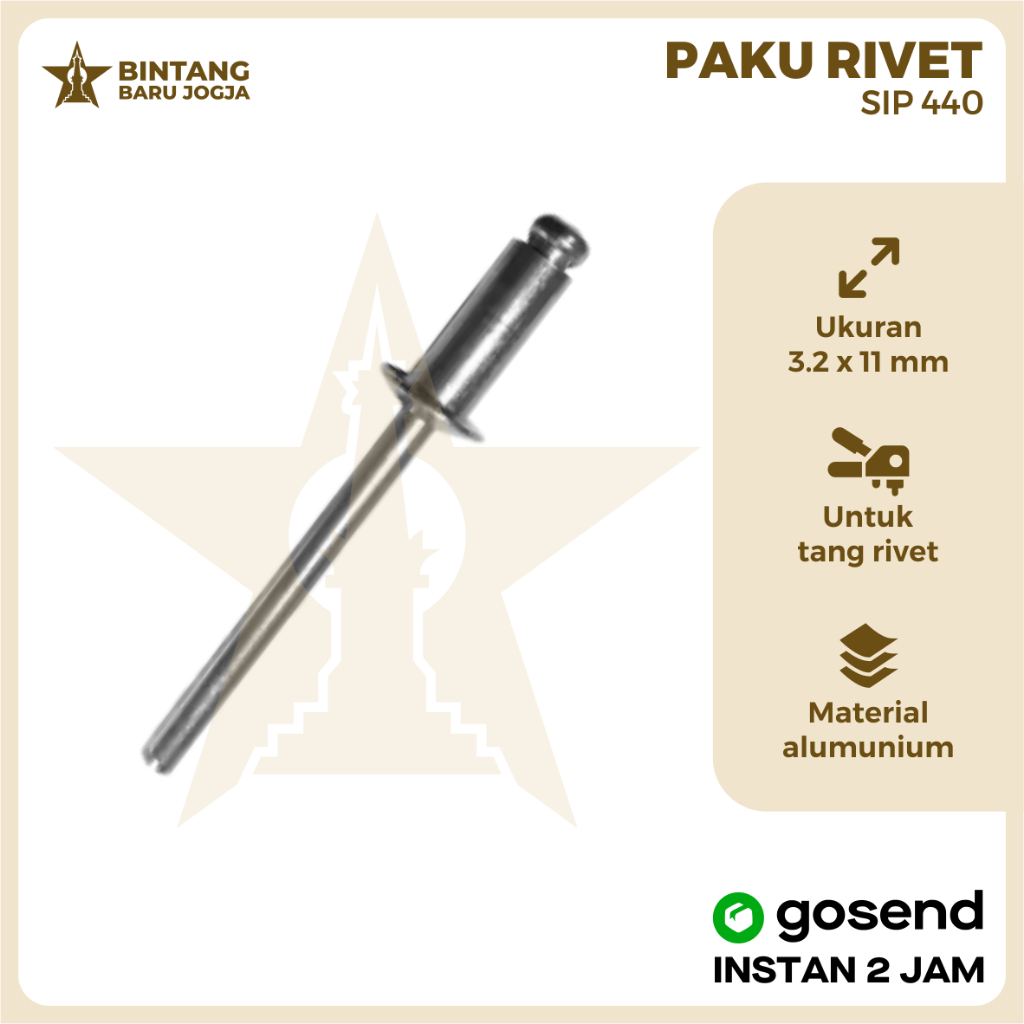 Jual SIP Paku Rivet 440 ukuran 3.2 x 11mm / Blind Rivet / Aluminium ...