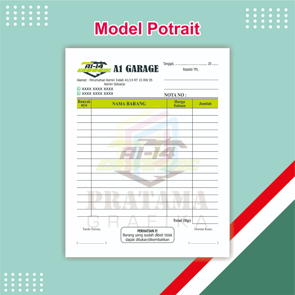 Jual Cetak nota 1/2 folio bon faktur surat jalan surat pesanan obat ...