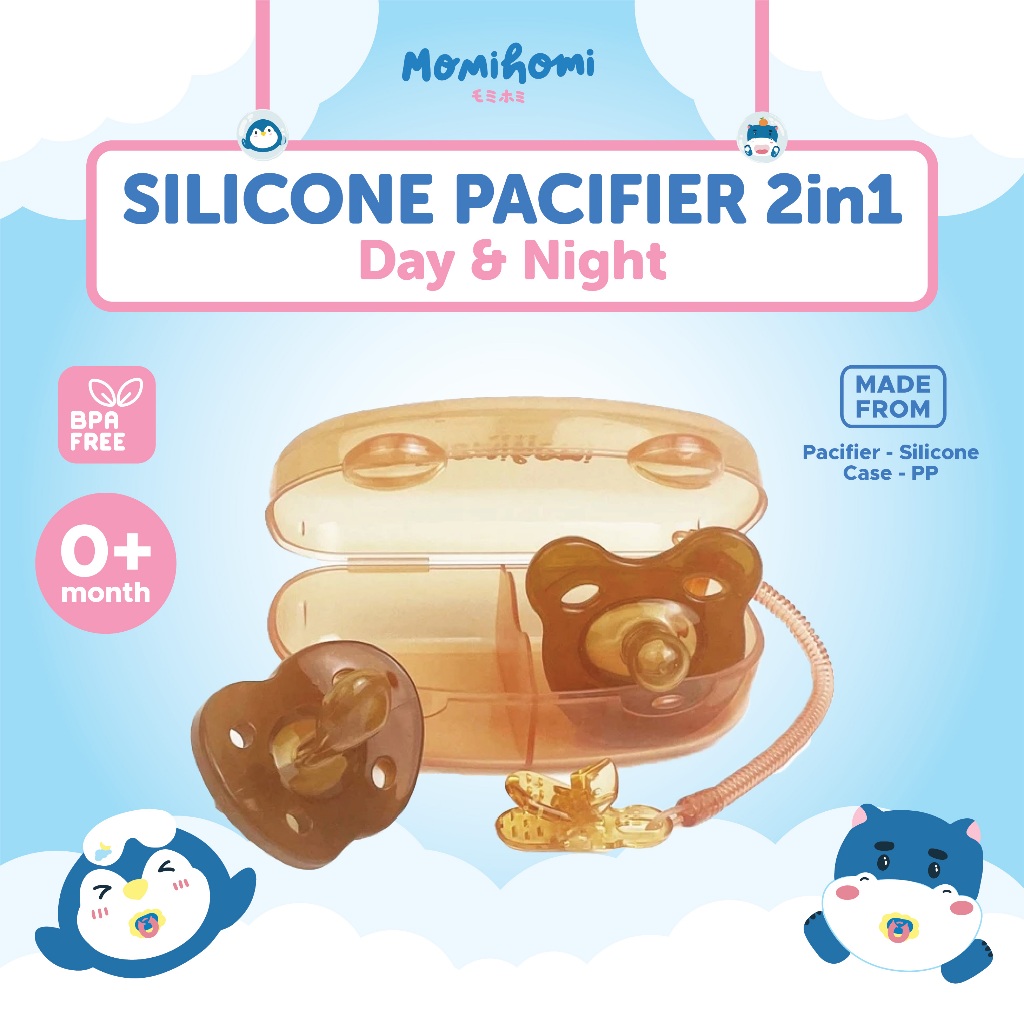 Jual {SILIKON ANTI BAKTERI} MOMI HOMI 3025 Silicone Pacifier 2 in 1 ...