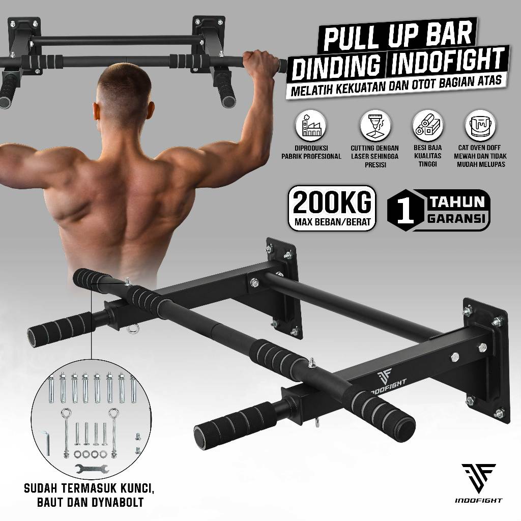 Jual Pull Up Bar Dinding Indofight Chin Up Bar Tiang Gantungan