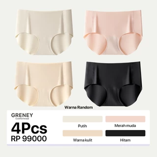 GRENEY-Gbras-Paket Celana Dalam (4PCS) CD Adem Seamless Celana Dalam Cotton Wanita Panties Sexy Warna Random-89634