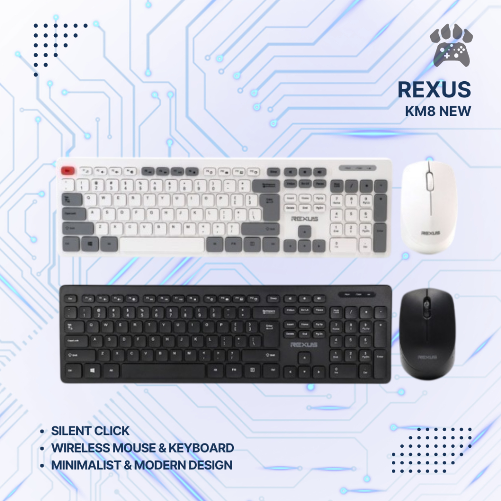Jual Rexus Keyboard Mouse Wireless KM8 New Combo | Shopee Indonesia