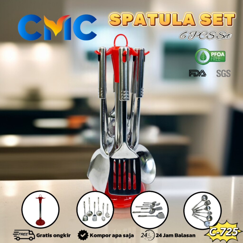 CMC[COD]Kitchen Tool Set Stainless Alat Dapur Masak Spatula Set Sutil/Sepatula Set Stainless/Sodet Set/C-725