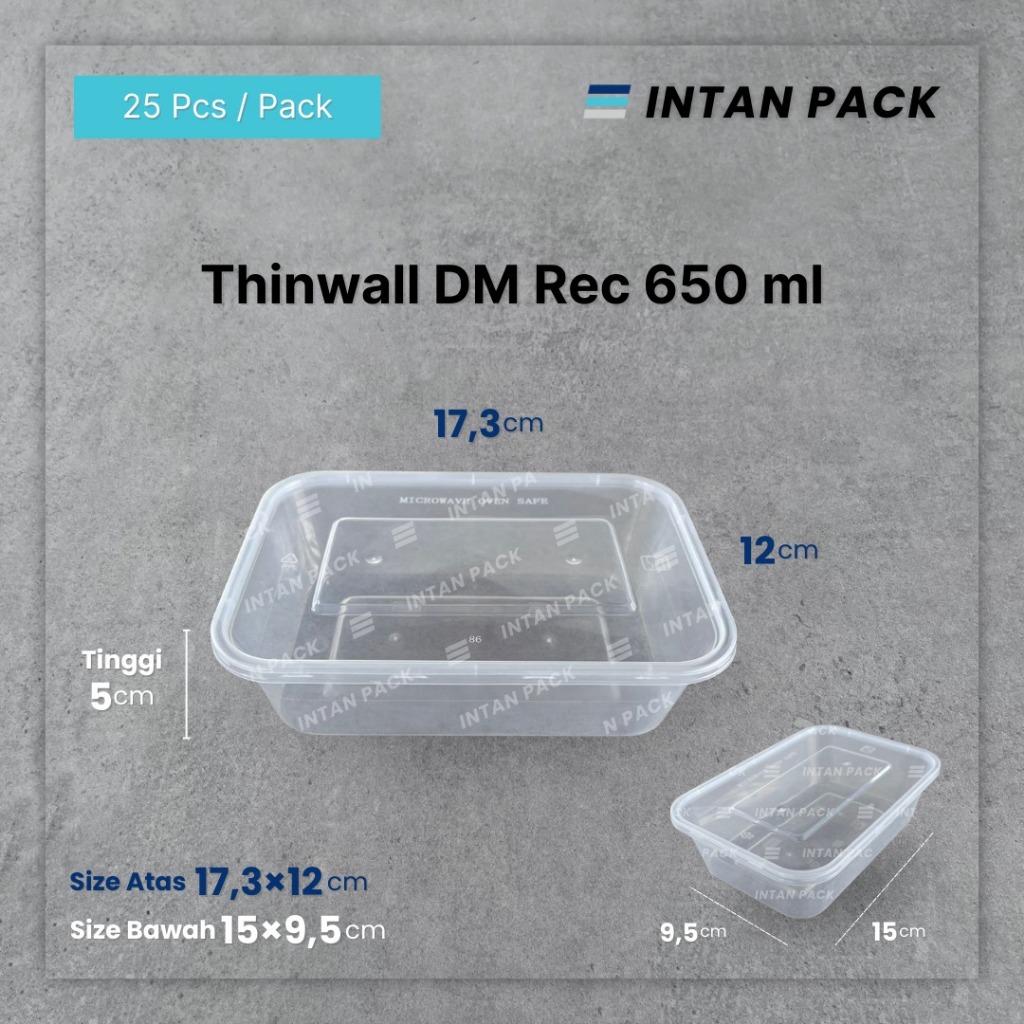 Jual Thinwall RECTANGLE 650 ml DM REC PERSEGI PANJANG ( 25 pcs ...