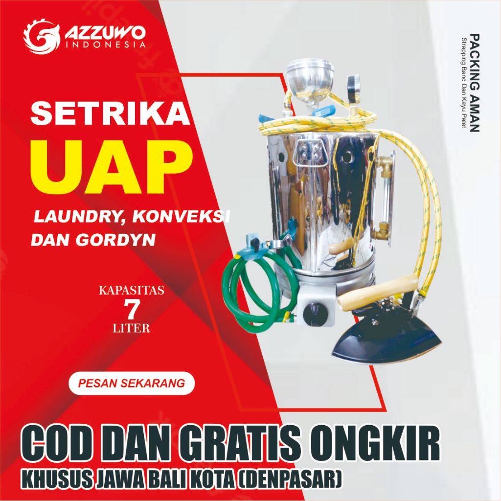 Jual PROMO SETRIKA UAP BOILER LAUNDRY GAS 7 LITER GRATIS PACKING KAYU ...