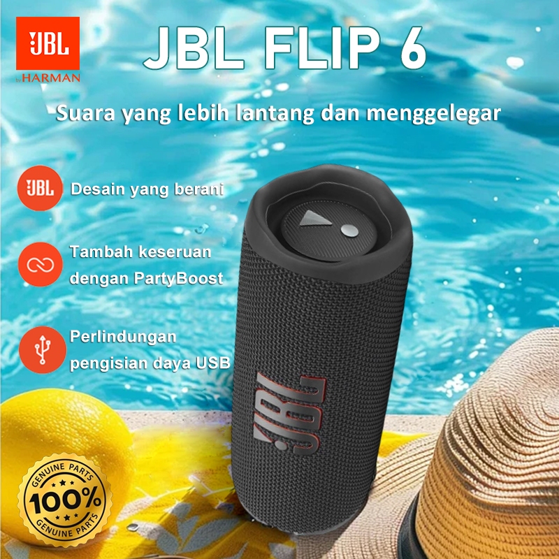 Gambar produk 100%Original JBL Flip 6 Wireless Bluetooth Speaker Powerful Sound Deep Bass IPX7 Waterproof Outdoor and Travel Speaker Portable Bluetoot Speaker JBL 1