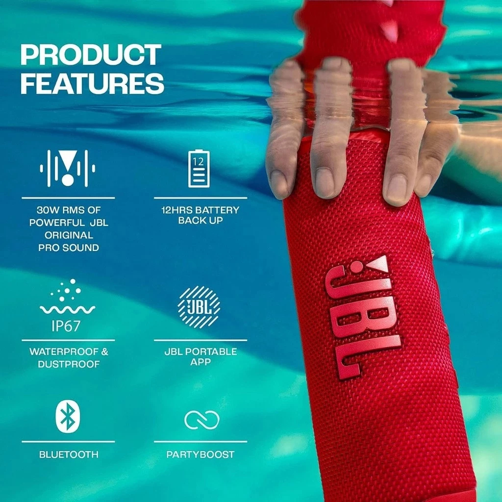Gambar produk 100%Original JBL Flip 6 Wireless Bluetooth Speaker Powerful Sound Deep Bass IPX7 Waterproof Outdoor and Travel Speaker Portable Bluetoot Speaker JBL 3