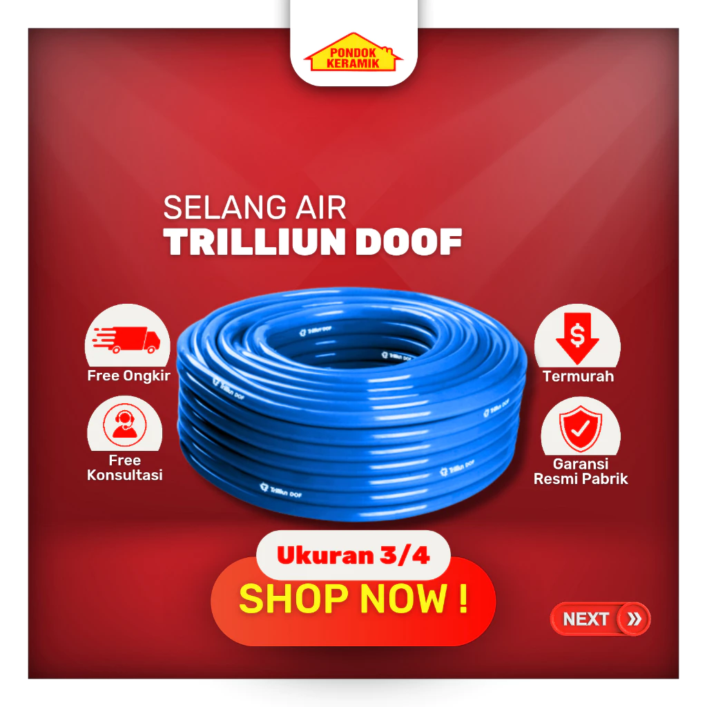 Selang Air Trilliun Doff Biru Ukuran 3/4" Inch