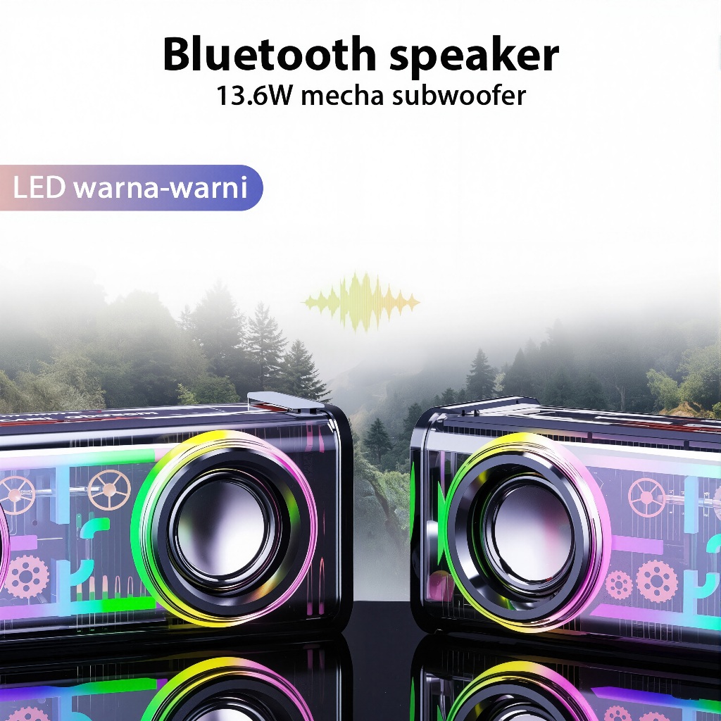 Jual Speaker Bluetooth Super Bass 13.6W Double Subwoofer Music Speaker ...