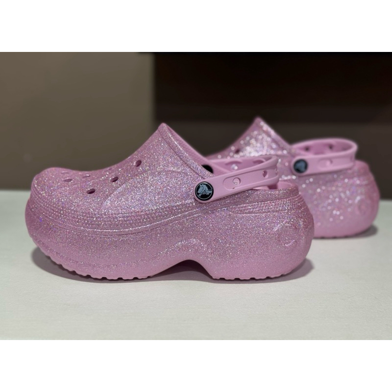 Jual CROCS BELLA CLOG GLITTER PINK ORIGINAL(free jibbitz+tote