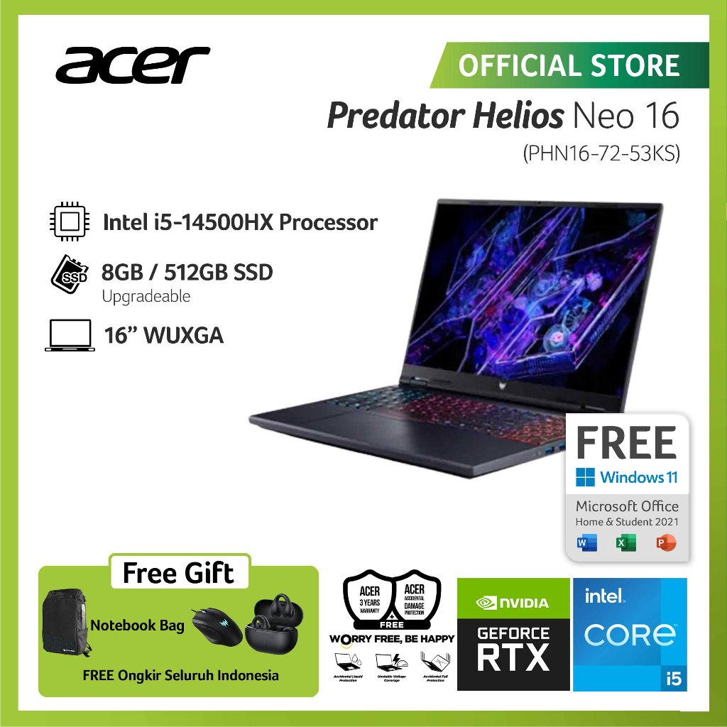 Jual (FREE MOUSE CESTUS 320 & TWS) ACER LAPTOP GAMING PREDATOR HELIOS ...