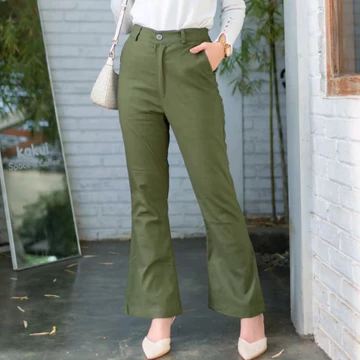 Flare Pants Highwaist Kulot Cutbray Celana Kantor Formal Casual Chinos Stretch Melar