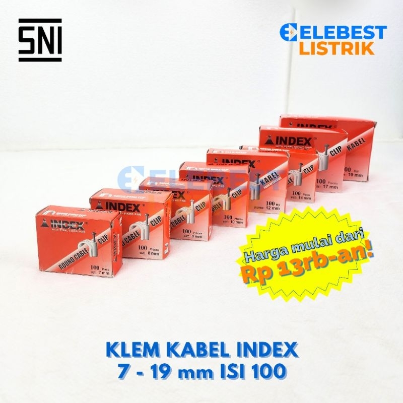 Jual KLEM / SADEL INDEX untuk Kabel - Ukuran 7-19 mm Isi 100 Pcs Paku ...