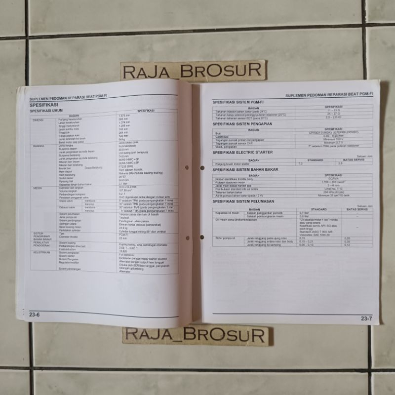 Jual Suplemen buku pedoman reparasi/Manual book Honda Beat PGM FI ...