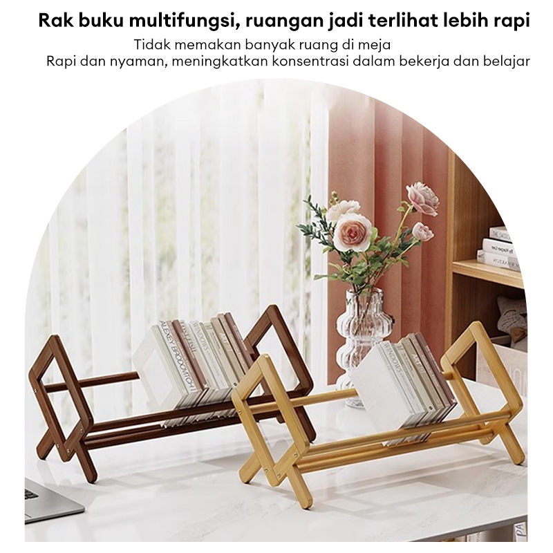 Jual Rak Buku Meja Kayu Rak Meja Rak Organizer Buku Rak Penyimpanan ...