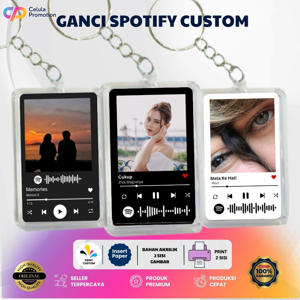 Jual Ganci Gantungan Kunci Frame Spotify Keychain Akrilik bisa request ...