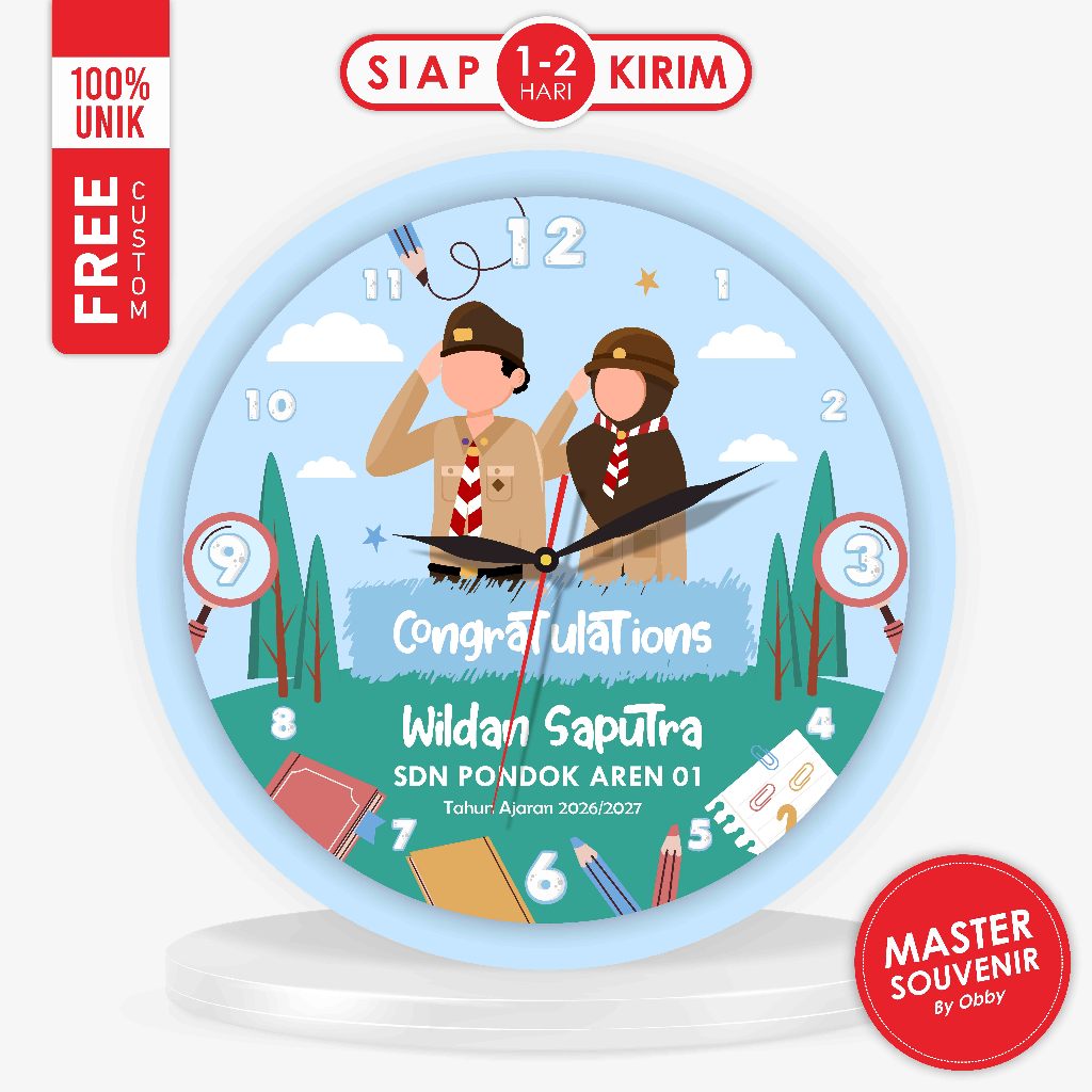 Jual Jam Custom Graduation Ukuran 10CM (Hadiah Kelulusan TK SD Souvenir ...