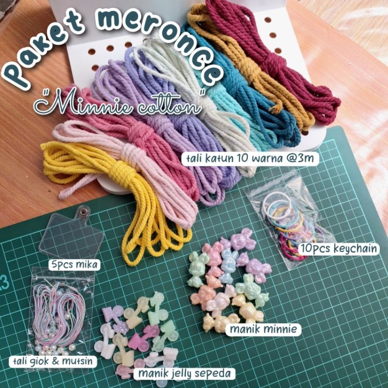 Jual paket lengkap meronce keychain dan phonestrap tali katun brozetta ...