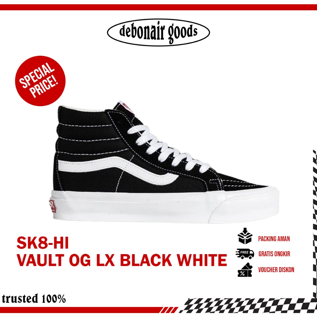 V4NS SK8 HI VAULT OG LX BLACK WHITE