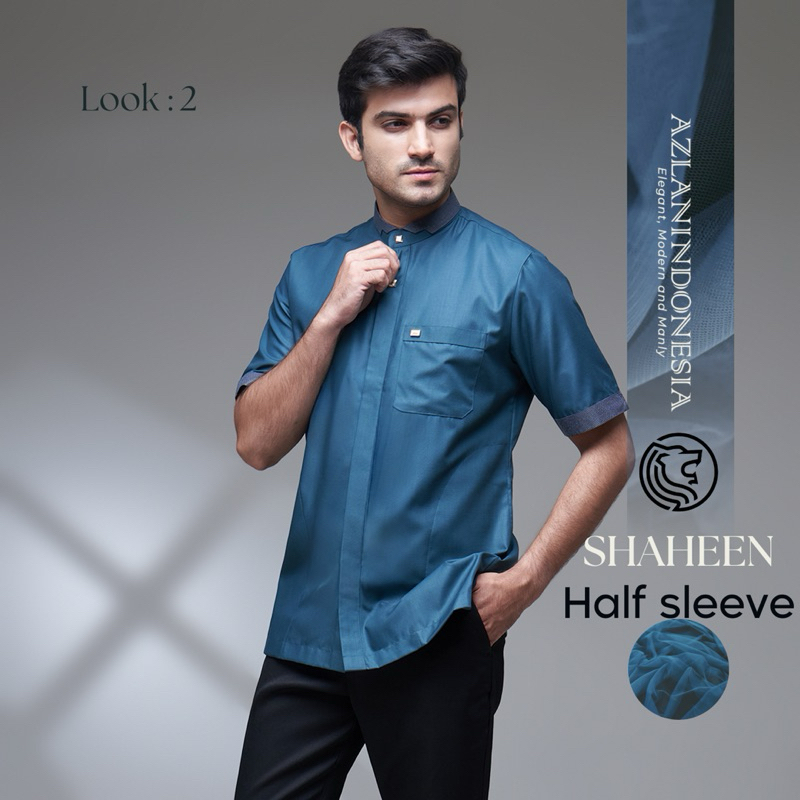 Jual AZLAN Indonesia - Kemeja Koko Pria Shaheen Half Sleeve Tosca ...