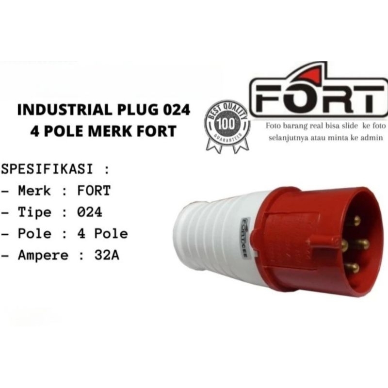 Jual Fort Cee Industrial Plug 4 pin 32A 024 3P+N Steker industrial 4 ...
