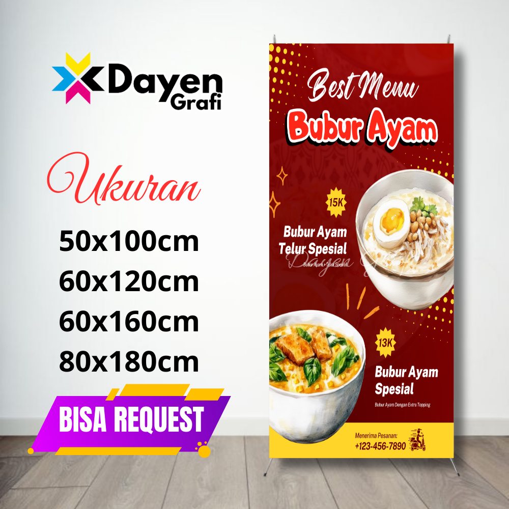 Jual Spanduk Banner Menu Bubur Ayam Merah Cetak Custom | Shopee Indonesia