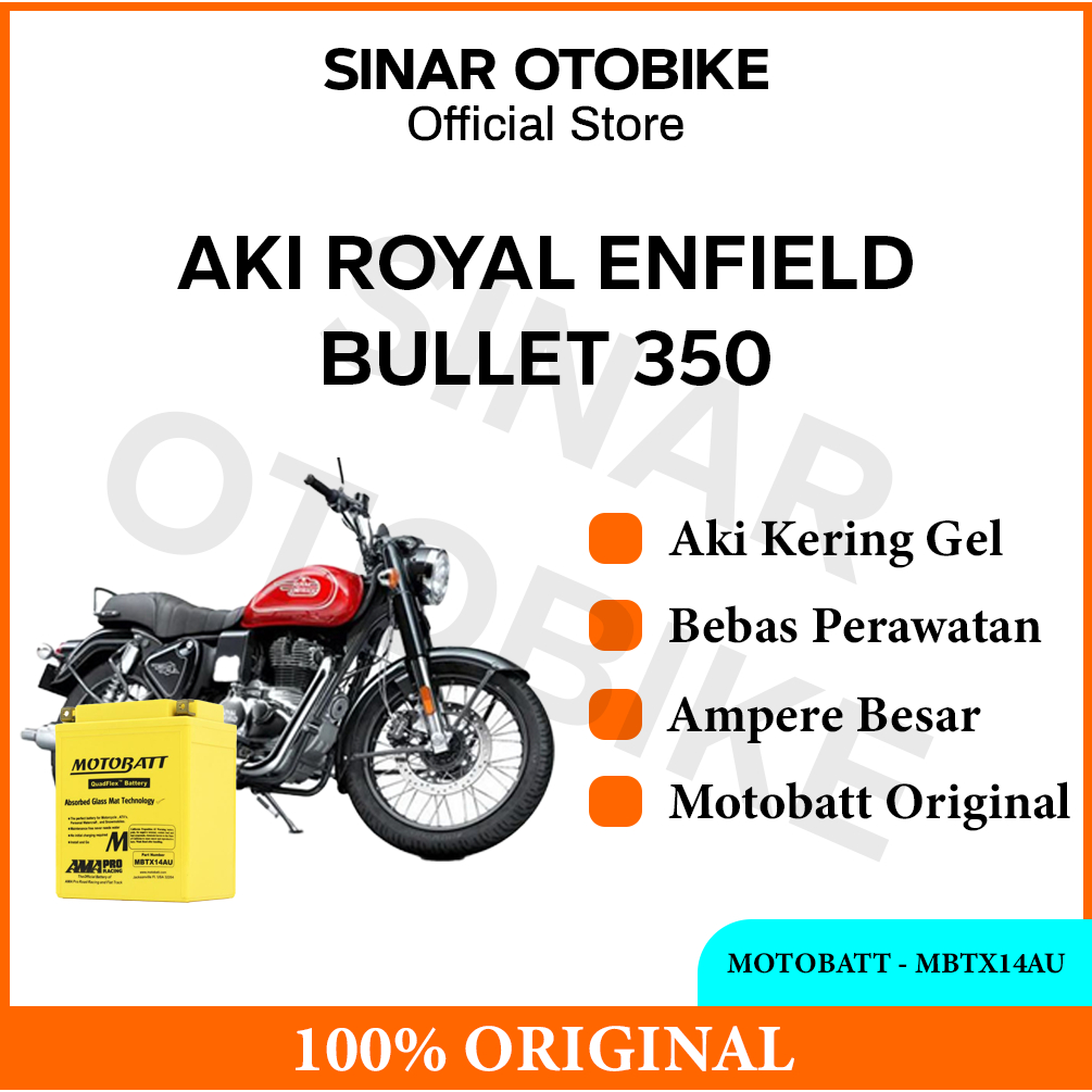 Jual AKI ROYAL ENFIELD BULLET 350 MOTOBATT MBTX14AU Shopee