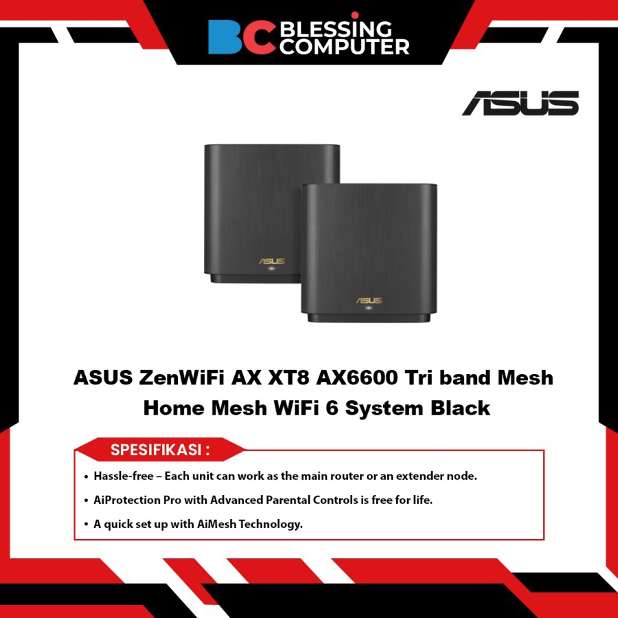 ASUS ZenWiFi AX (XT8) Router Black - AX6600 Whole-Home Tri-Band Mesh (pack of 1) at ₹ 15000 | ASUS Router in Vasai | ID: 2851891558588