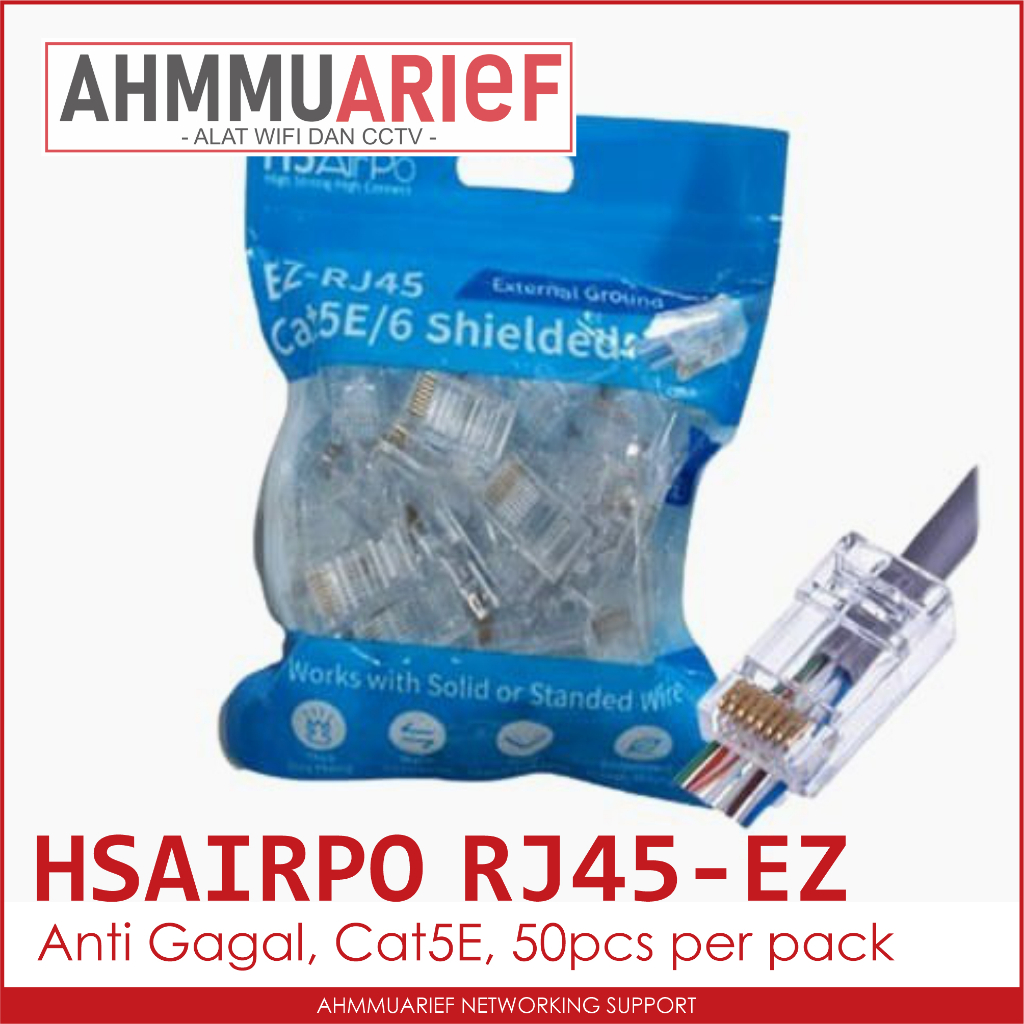 Jual RJ45 ANTI GAGAL EZ-RJ45 HSAIRPO CAT5E CAT6E SHIELDED | Shopee ...