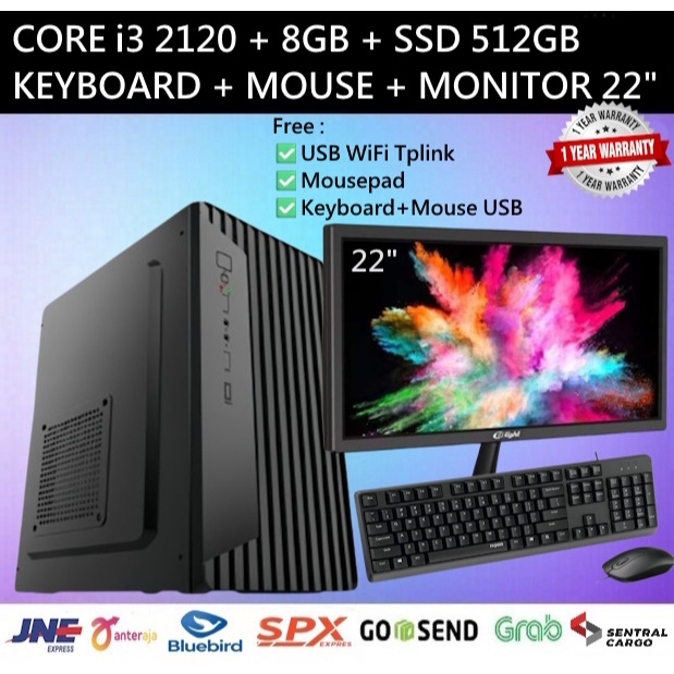Jual PC Komputer Intel Core i3-2120 3,3GHz|RAM 8GB|SSD 512GB|USB WIFI ...