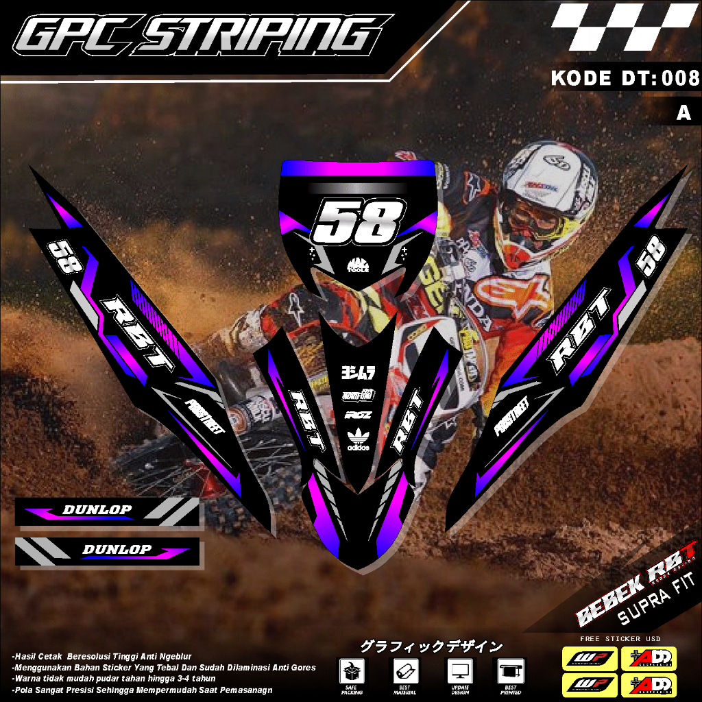 Jual Sticker Striping MOTOR SILUMAN SUPRA FIT RBT BEBEK MODIF SUPERMOTO ...