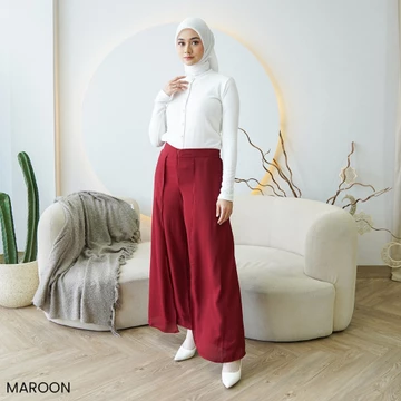 Celana Kulot Ceruty Layer Wanita Highwaist Premium Korean Style Pinggang Karet Sheram