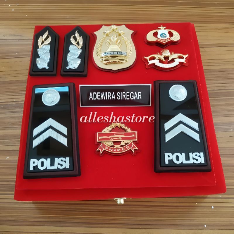 Jual pangkat PDH Briptu sepaket custom set box | Shopee Indonesia
