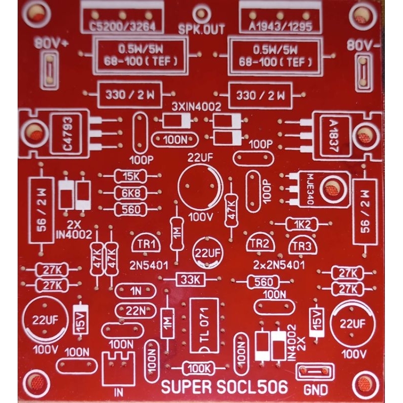 Jual PCB SOCL506 SOCL 506 PERTINAK super OCL power amplifier kit driver