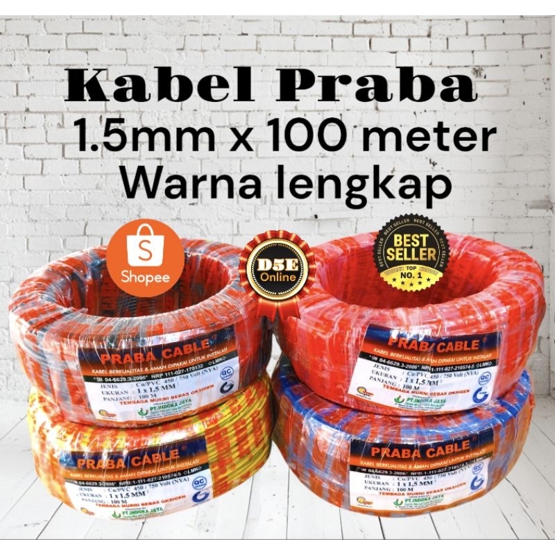 Jual Kabel Praba listrik NYA 1x1,5mm praba tunggal NYA 100 meter (merah ...