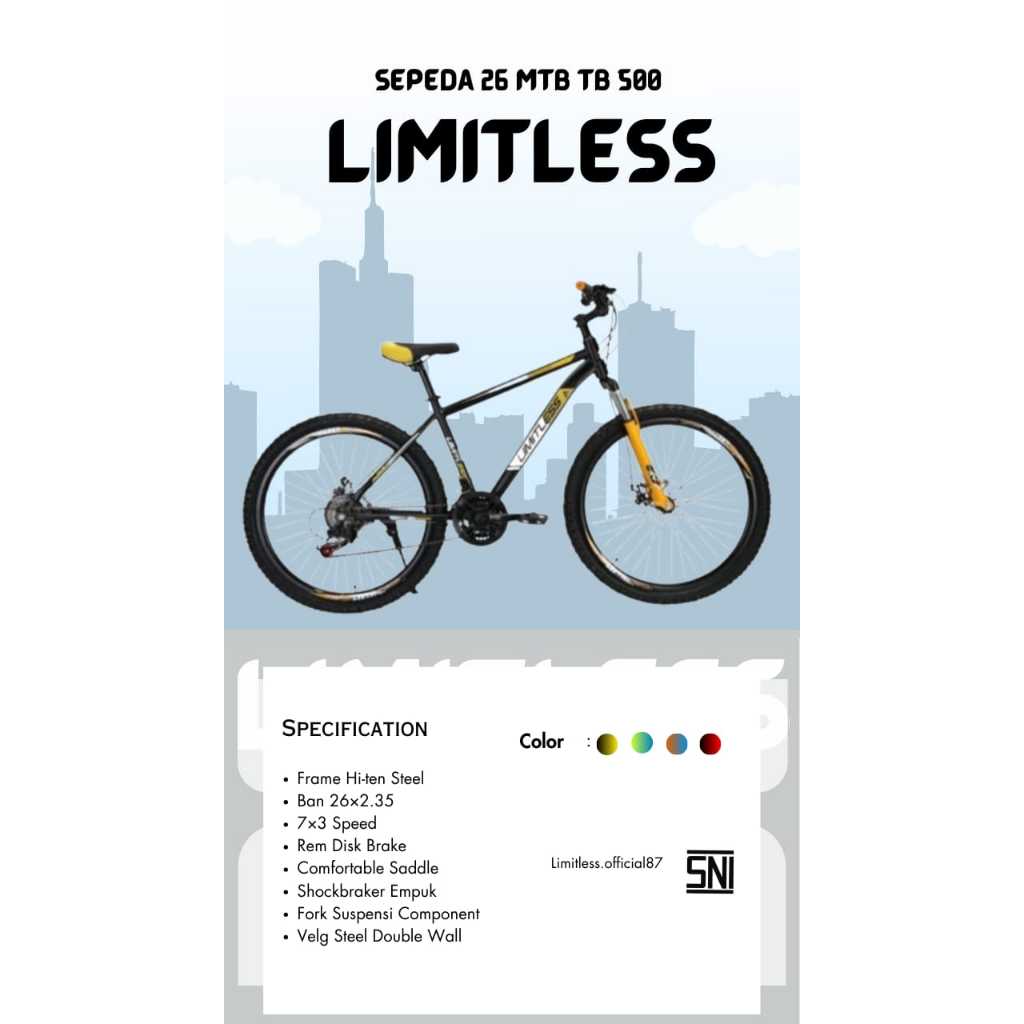 Jual Sepeda Gunung Uk 26 Sepeda Mtb TB 500 LIMITLESS Sepeda Dewasa Anak ...