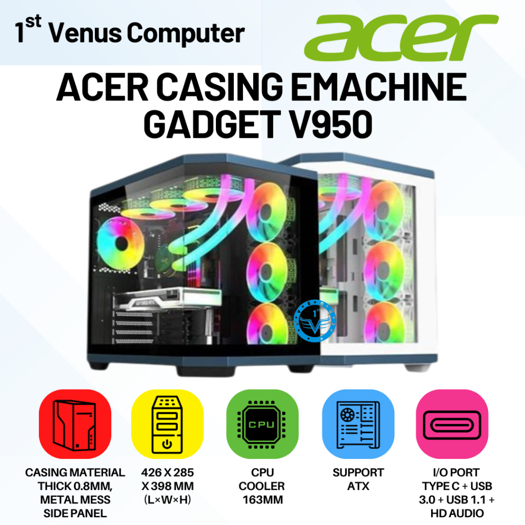 Jual ACER Emachine Gadget V950B V950W MATX ATX Gaming PC Case White ...