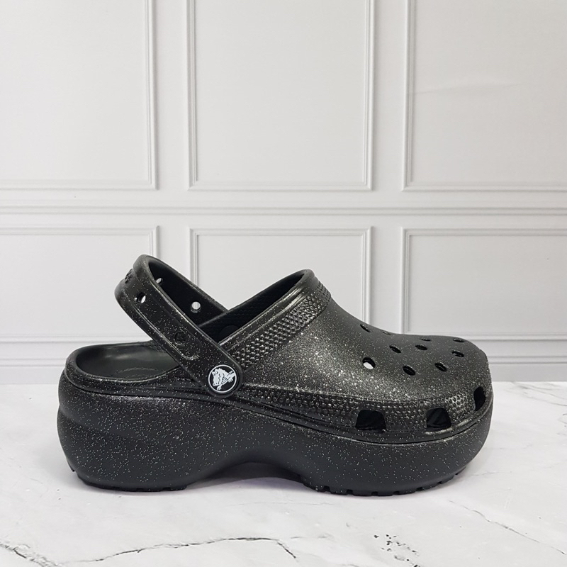 SANDAL SEPATU WANITA CROCS CLASSIC PLATFORM GLITTER CLOG