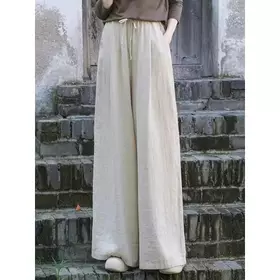 Celana Kulot Linen Premium Pinggang Full Karet Highwaist